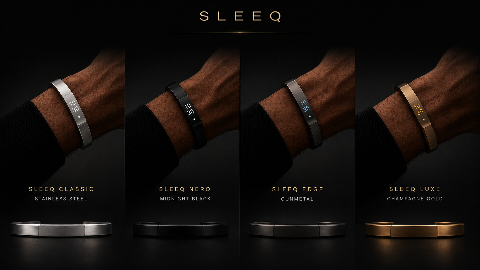 Sleeq four-finish smart cuff collection