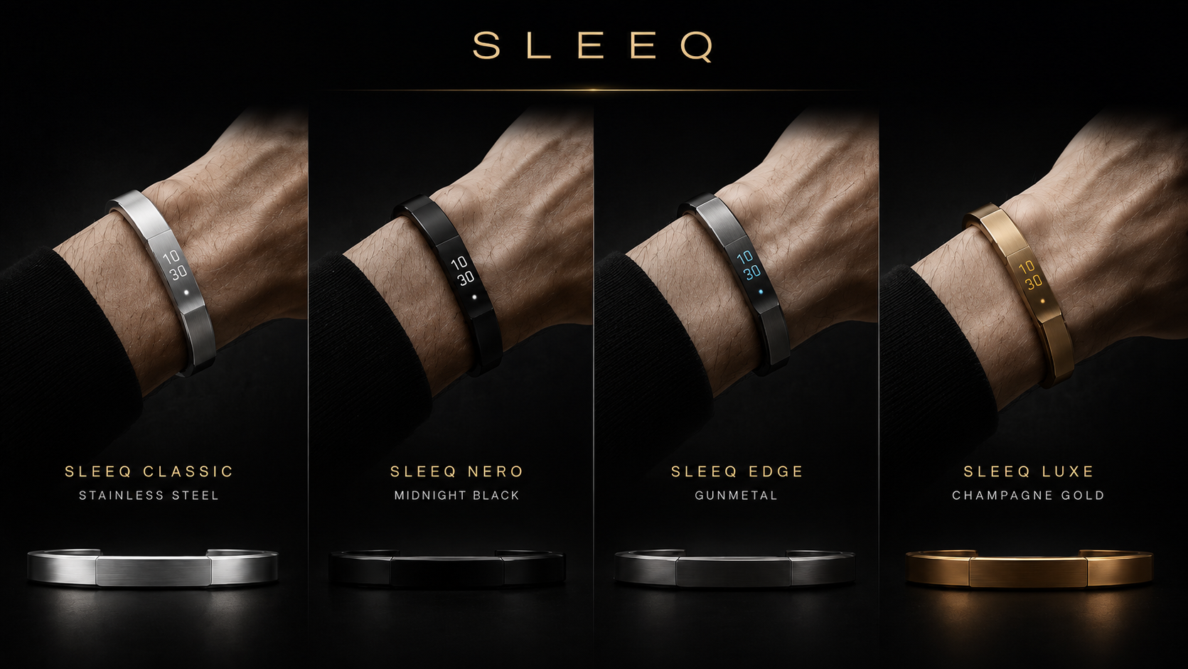 Sleeq four-finish smart cuff collection